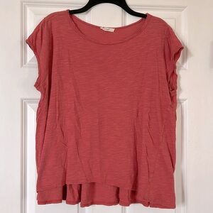 Easel short sleeve flowy tee,  beautiful deep coral pink,  lightweight,  tunic